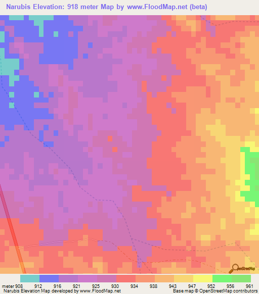 Narubis,Namibia Elevation Map
