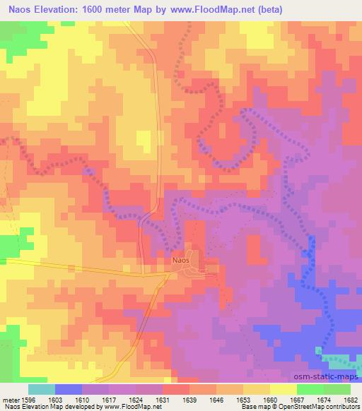 Naos,Namibia Elevation Map