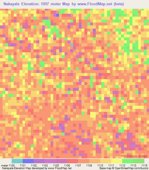 Nakayale,Namibia Elevation Map