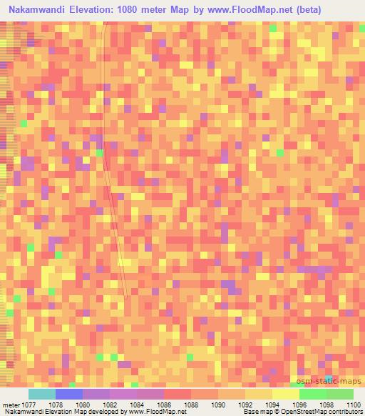 Nakamwandi,Namibia Elevation Map