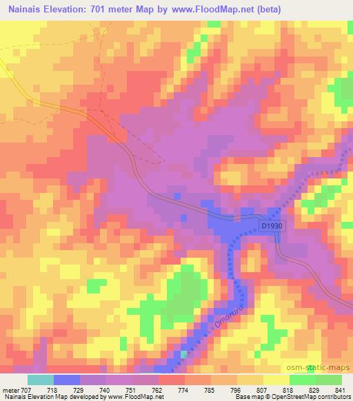 Nainais,Namibia Elevation Map
