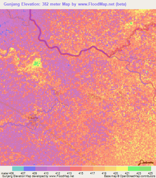 Gunjang,Ethiopia Elevation Map