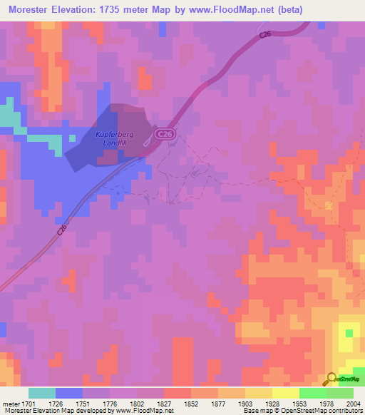 Morester,Namibia Elevation Map