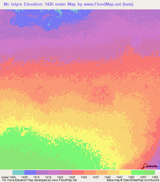 Mc Intyre,Namibia Elevation Map
