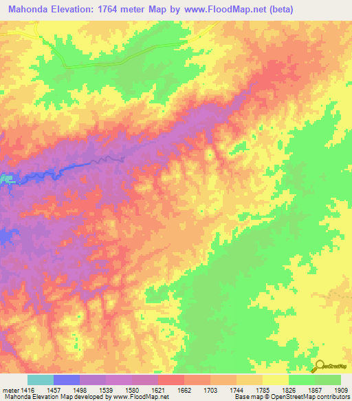 Mahonda,Namibia Elevation Map