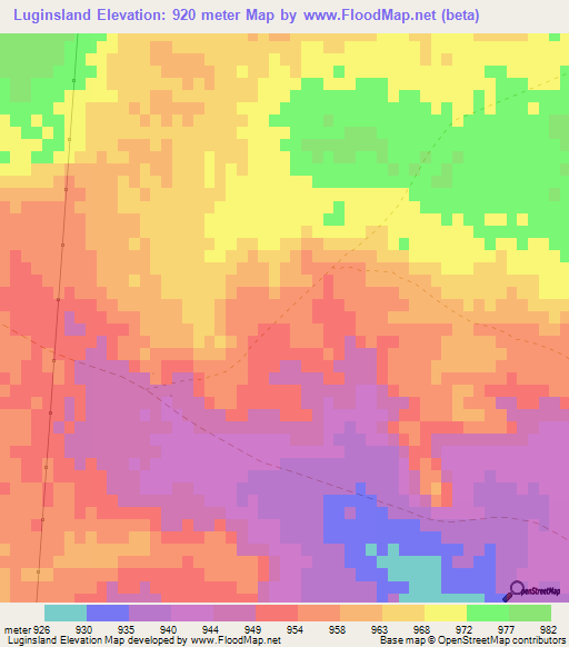 Luginsland,Namibia Elevation Map