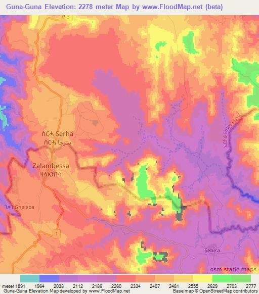 Guna-Guna,Eritrea Elevation Map