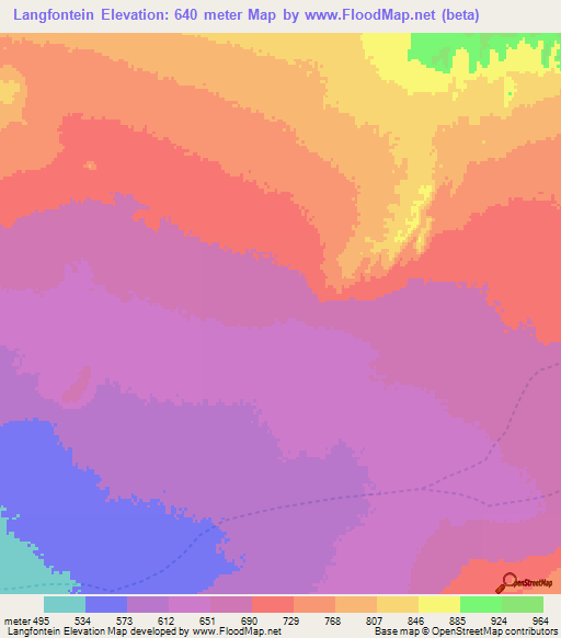 Langfontein,Namibia Elevation Map