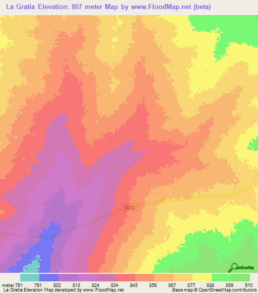 La Gratia,Namibia Elevation Map