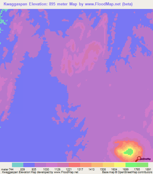 Kwaggaspan,Namibia Elevation Map