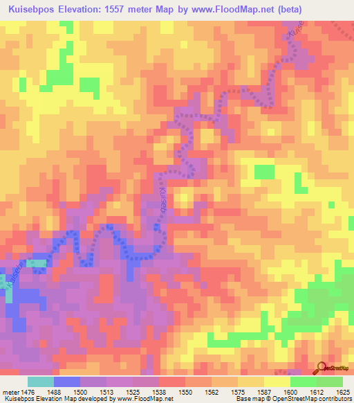 Kuisebpos,Namibia Elevation Map