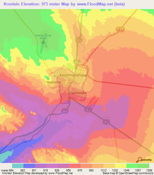 Kronlein,Namibia Elevation Map