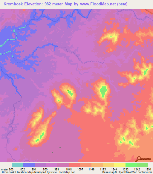 Kromhoek,Namibia Elevation Map
