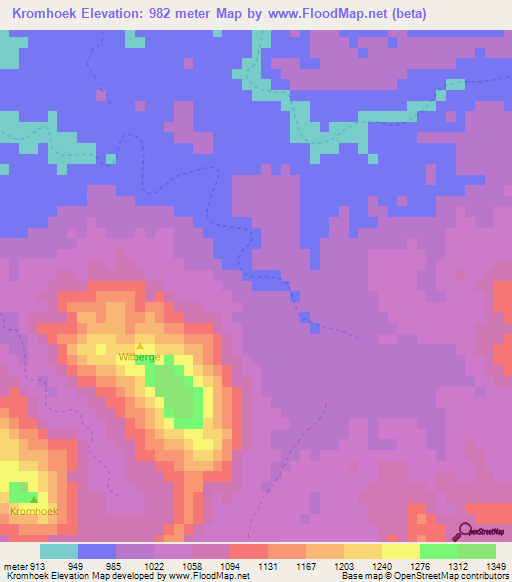 Kromhoek,Namibia Elevation Map
