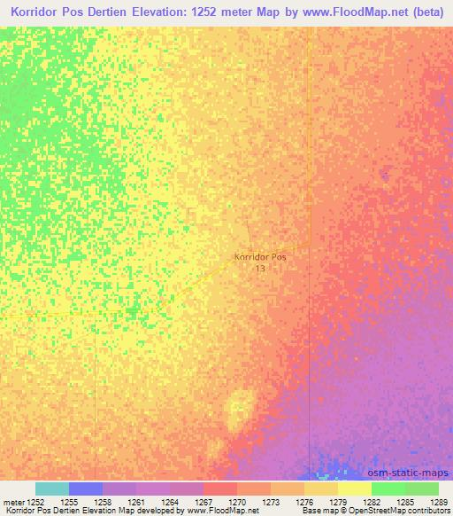 Korridor Pos Dertien,Namibia Elevation Map