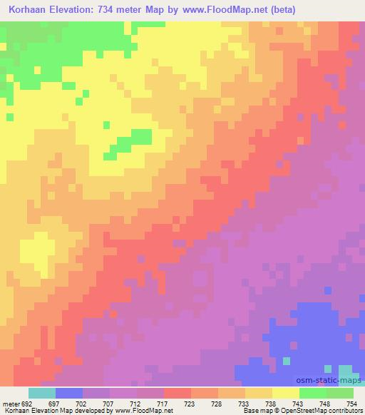 Korhaan,Namibia Elevation Map