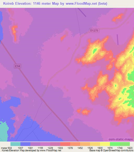 Koireb,Namibia Elevation Map