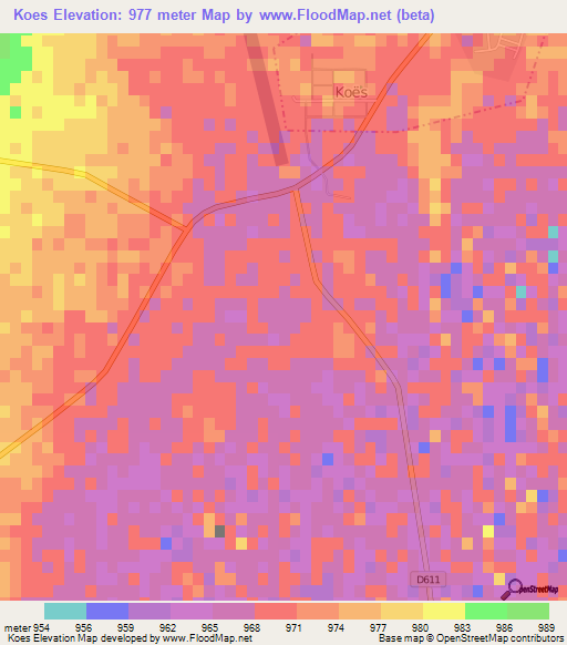 Koes,Namibia Elevation Map