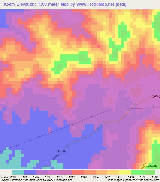 Koam,Namibia Elevation Map