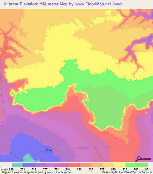 Kliprant,Namibia Elevation Map
