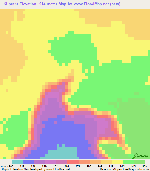 Kliprant,Namibia Elevation Map