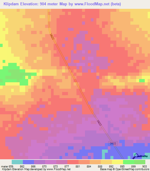 Klipdam,Namibia Elevation Map