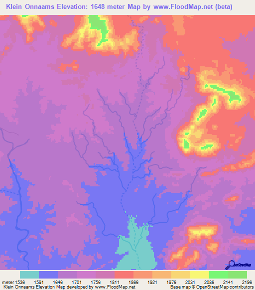 Klein Onnaams,Namibia Elevation Map