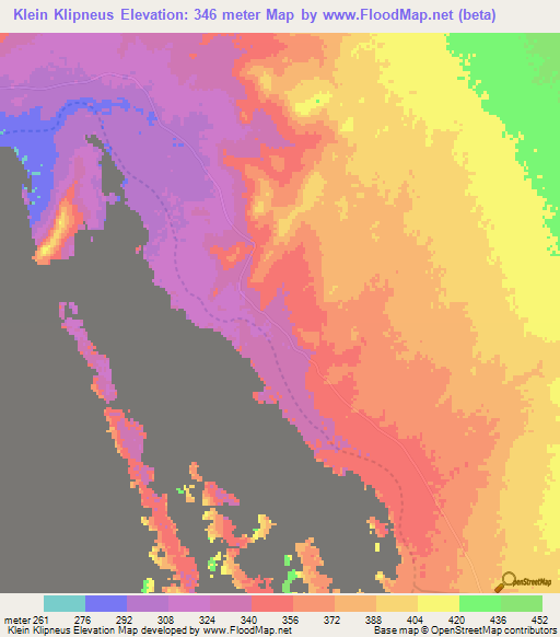 Klein Klipneus,Namibia Elevation Map