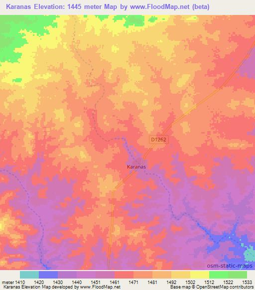 Karanas,Namibia Elevation Map