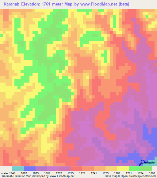 Karanab,Namibia Elevation Map