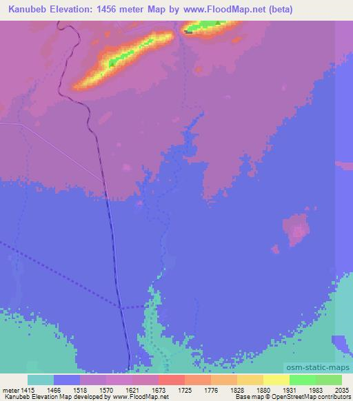Kanubeb,Namibia Elevation Map