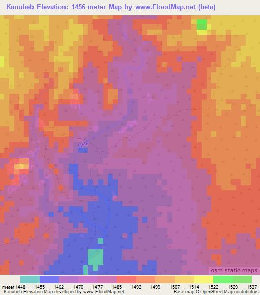 Kanubeb,Namibia Elevation Map
