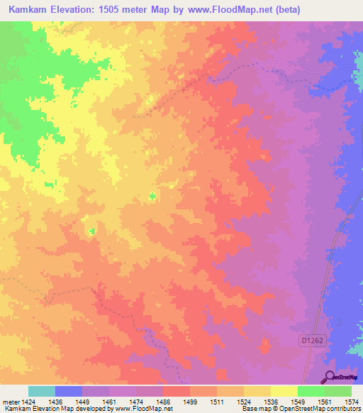 Kamkam,Namibia Elevation Map