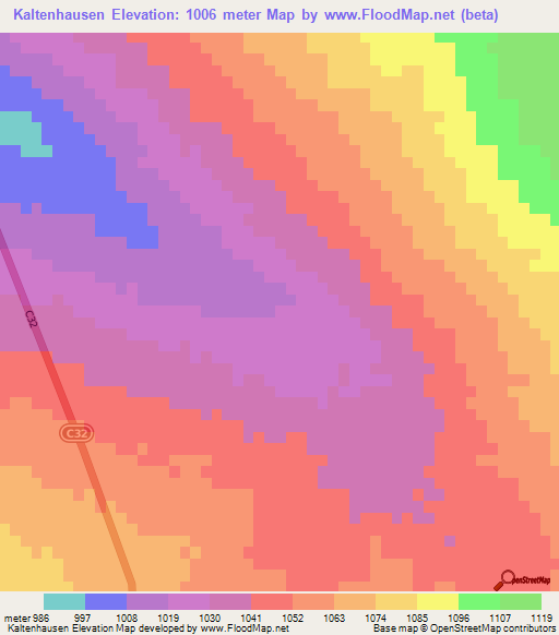 Kaltenhausen,Namibia Elevation Map