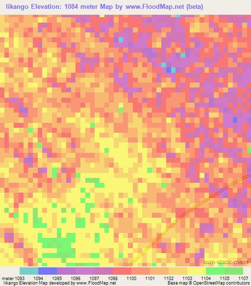 Iikango,Namibia Elevation Map