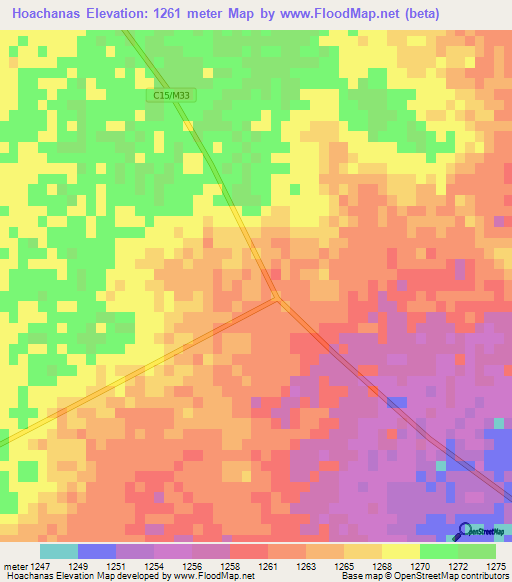 Hoachanas,Namibia Elevation Map
