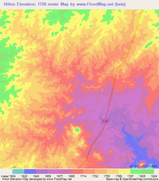 Hilton,Namibia Elevation Map