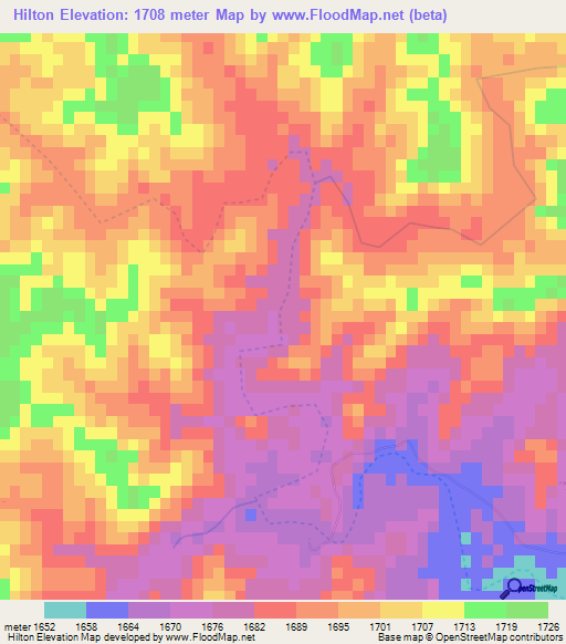 Hilton,Namibia Elevation Map
