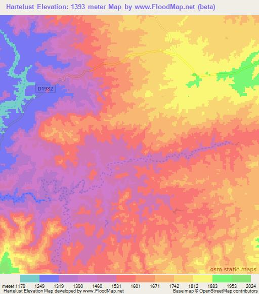 Hartelust,Namibia Elevation Map