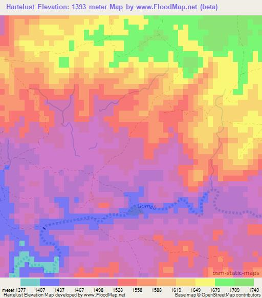 Hartelust,Namibia Elevation Map