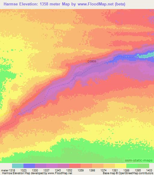 Harmse,Namibia Elevation Map
