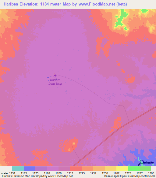 Haribes,Namibia Elevation Map