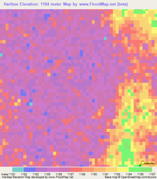 Haribes,Namibia Elevation Map