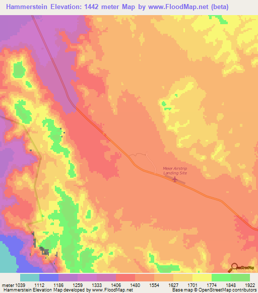 Hammerstein,Namibia Elevation Map