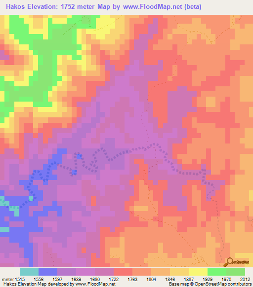 Hakos,Namibia Elevation Map