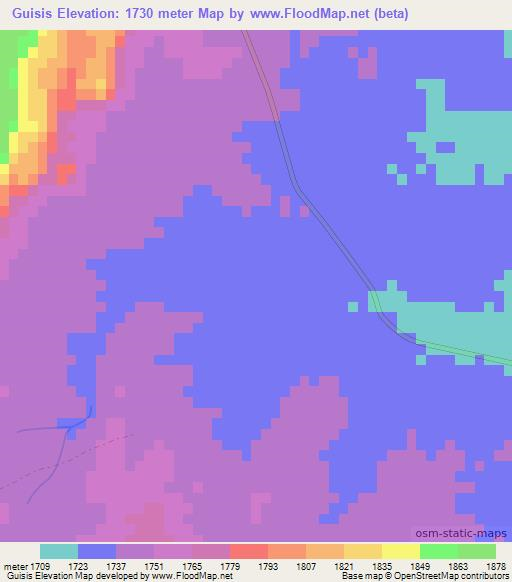 Guisis,Namibia Elevation Map