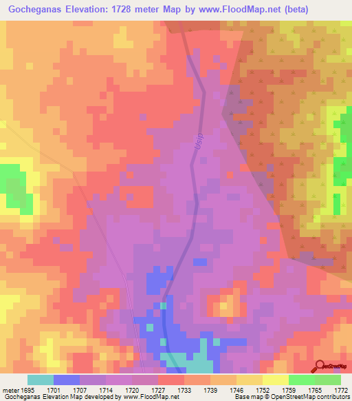 Gocheganas,Namibia Elevation Map