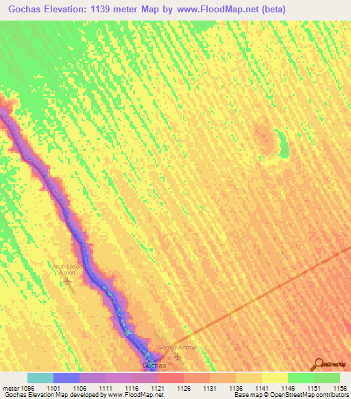 Gochas,Namibia Elevation Map
