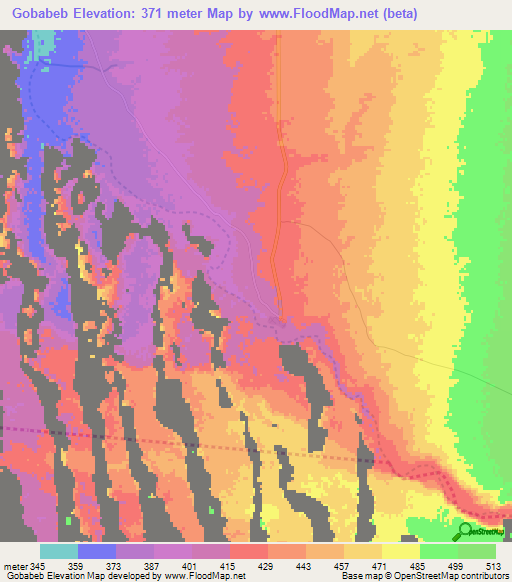 Gobabeb,Namibia Elevation Map