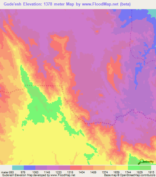 Gude'esh,Ethiopia Elevation Map